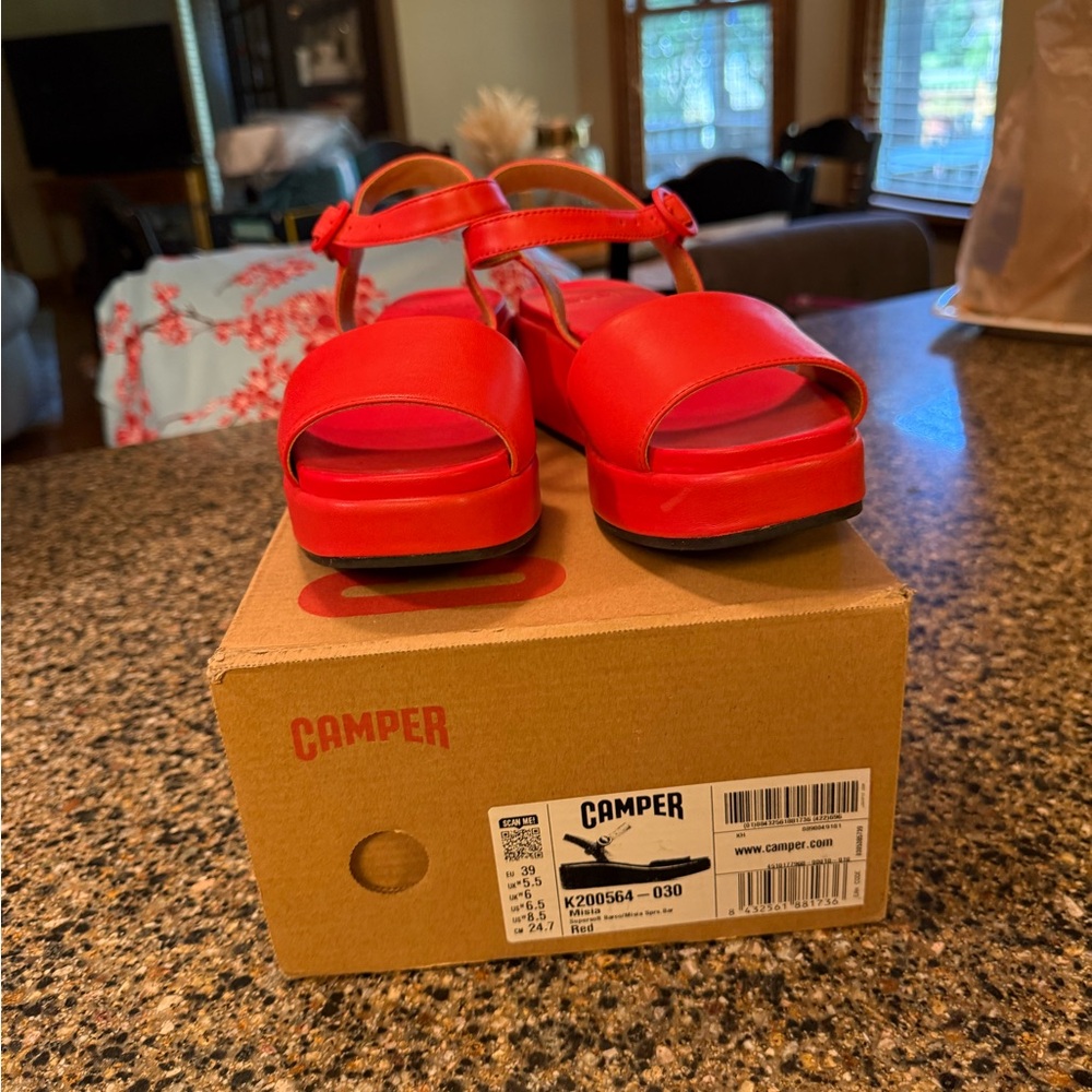 Camper Red Platform Sandals